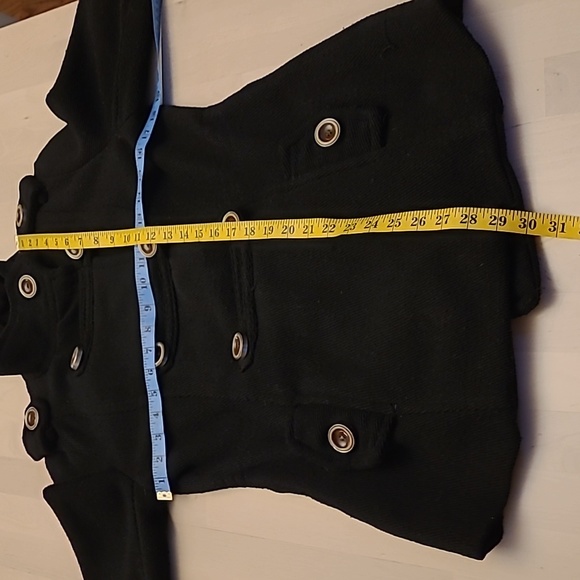 Me Jane Y2K Double Breasted Black Lined Jacket with Oversized Buttons - Picture 7 of 17